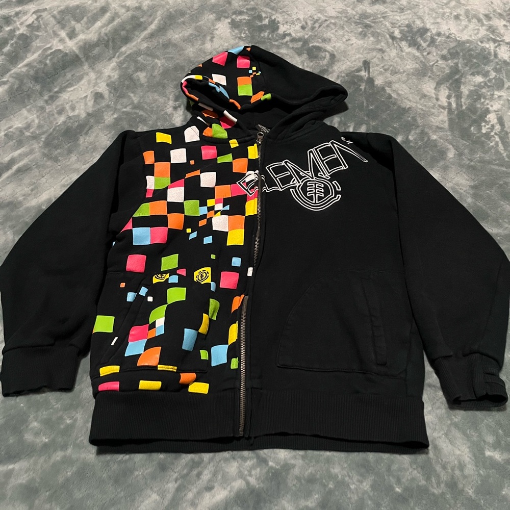 Kids Element Y2K zip Hoodie Jacket rainbow‎ Color blocks Graphic Design